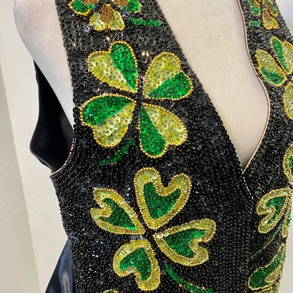 Fashion Fantasy Vintage Shamrock Festive Sequins.Fun Unique piece.Size S - Picture 7 of 13